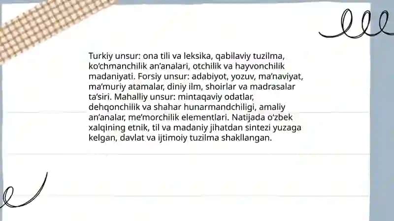 O‘zbek xalqi va uning shakllanish tarixi 4