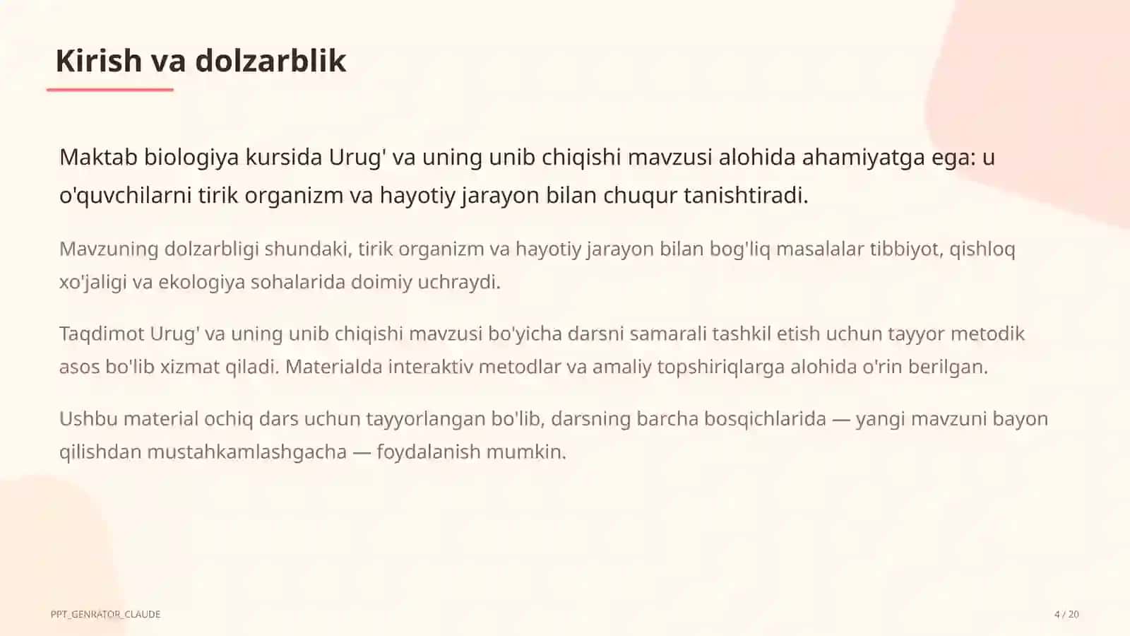 Urug' va uning unib chiqishi (5-sinf) 4