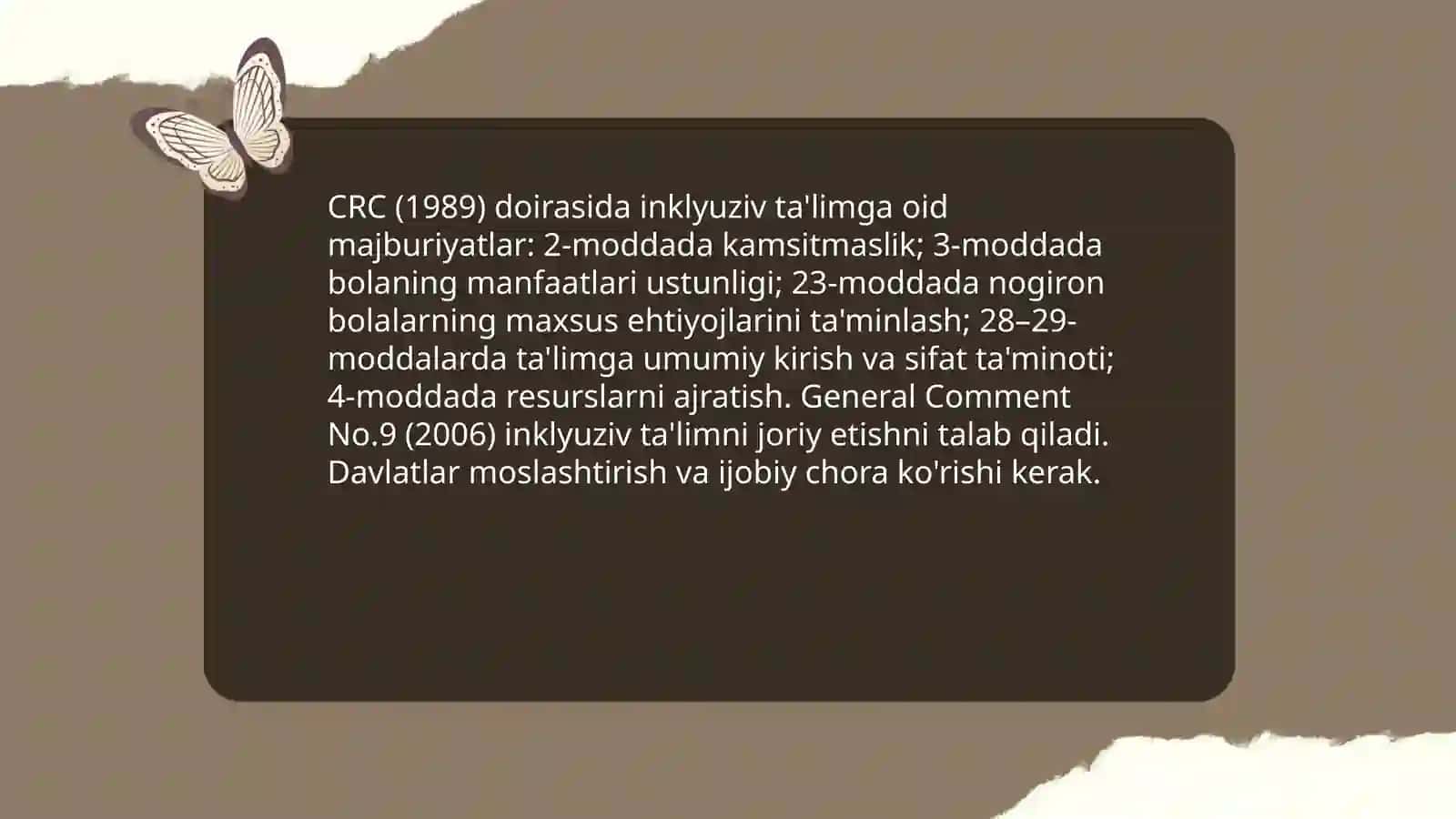 Inklyuziv ta’limning huquqiy asoslarini xalqaro hujjatlarda tahlil qilish 4