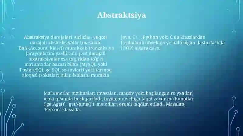 Dasturlash tillarida sinf tushunchasi 4