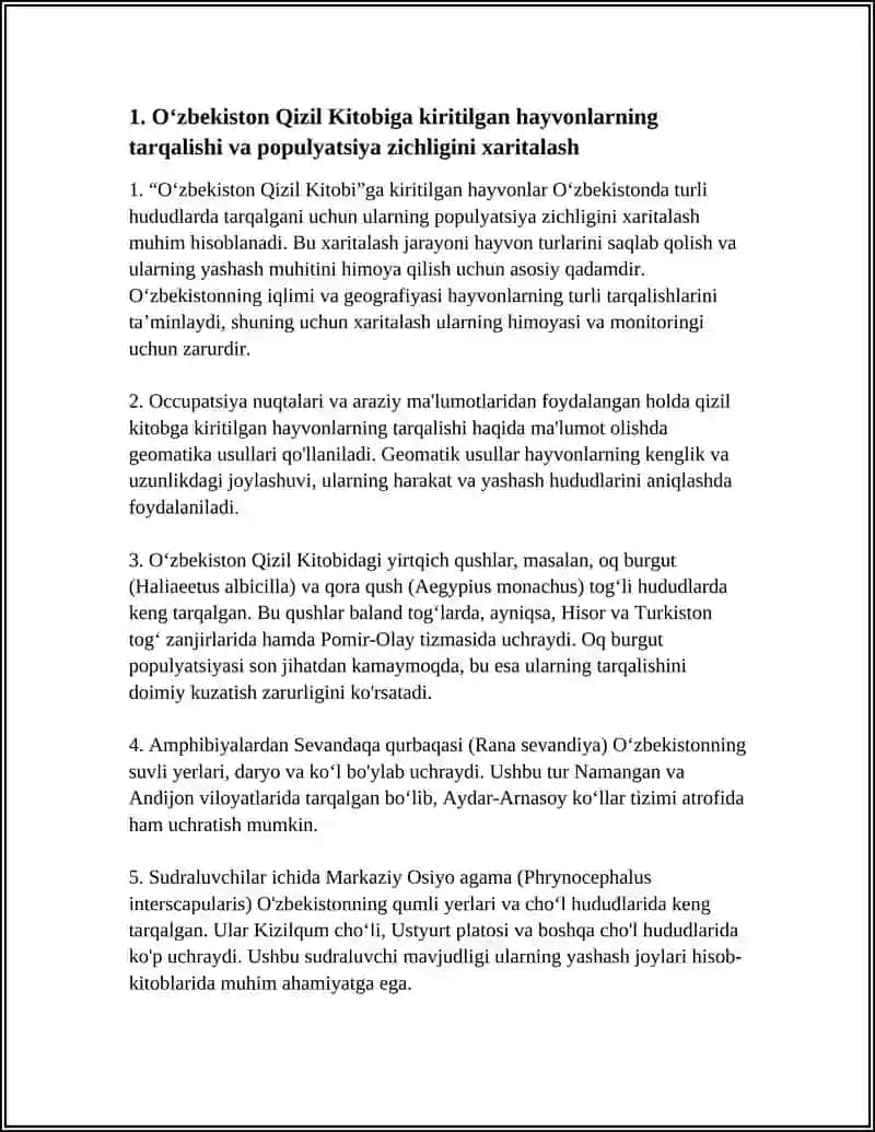 Oʻzbekiston Qizil Kitobi hayvonlari 4