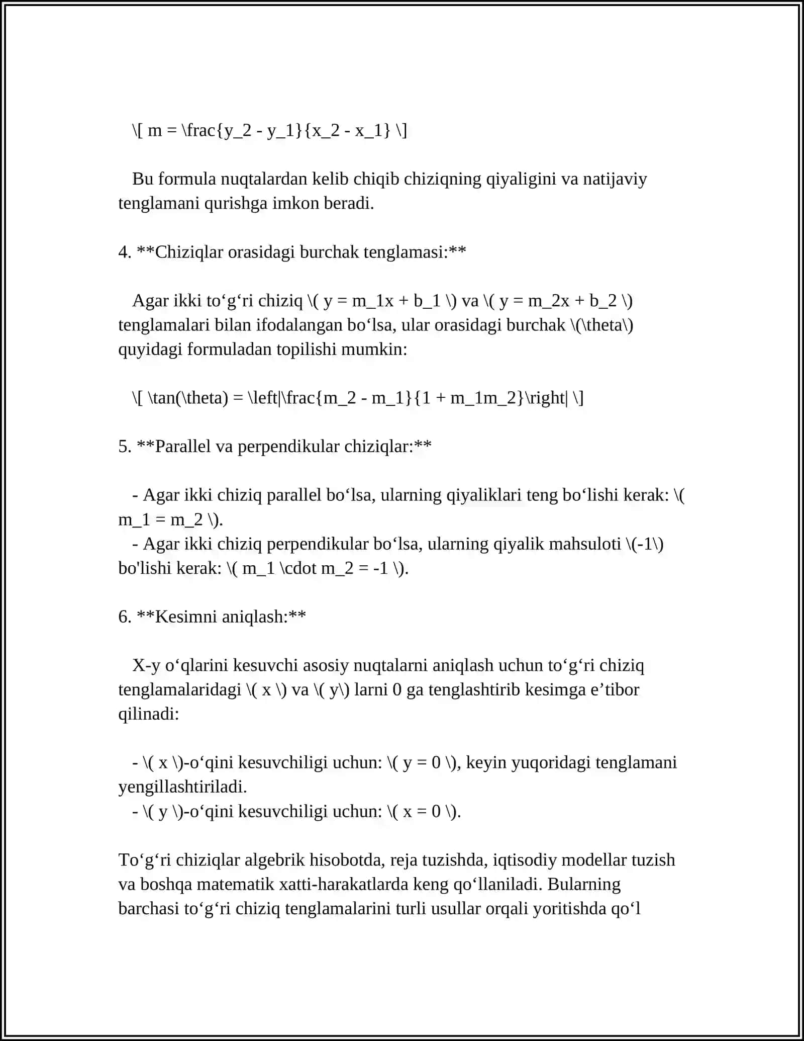 TEKISLIKDA TÕĞRI CHIZIQ 4
