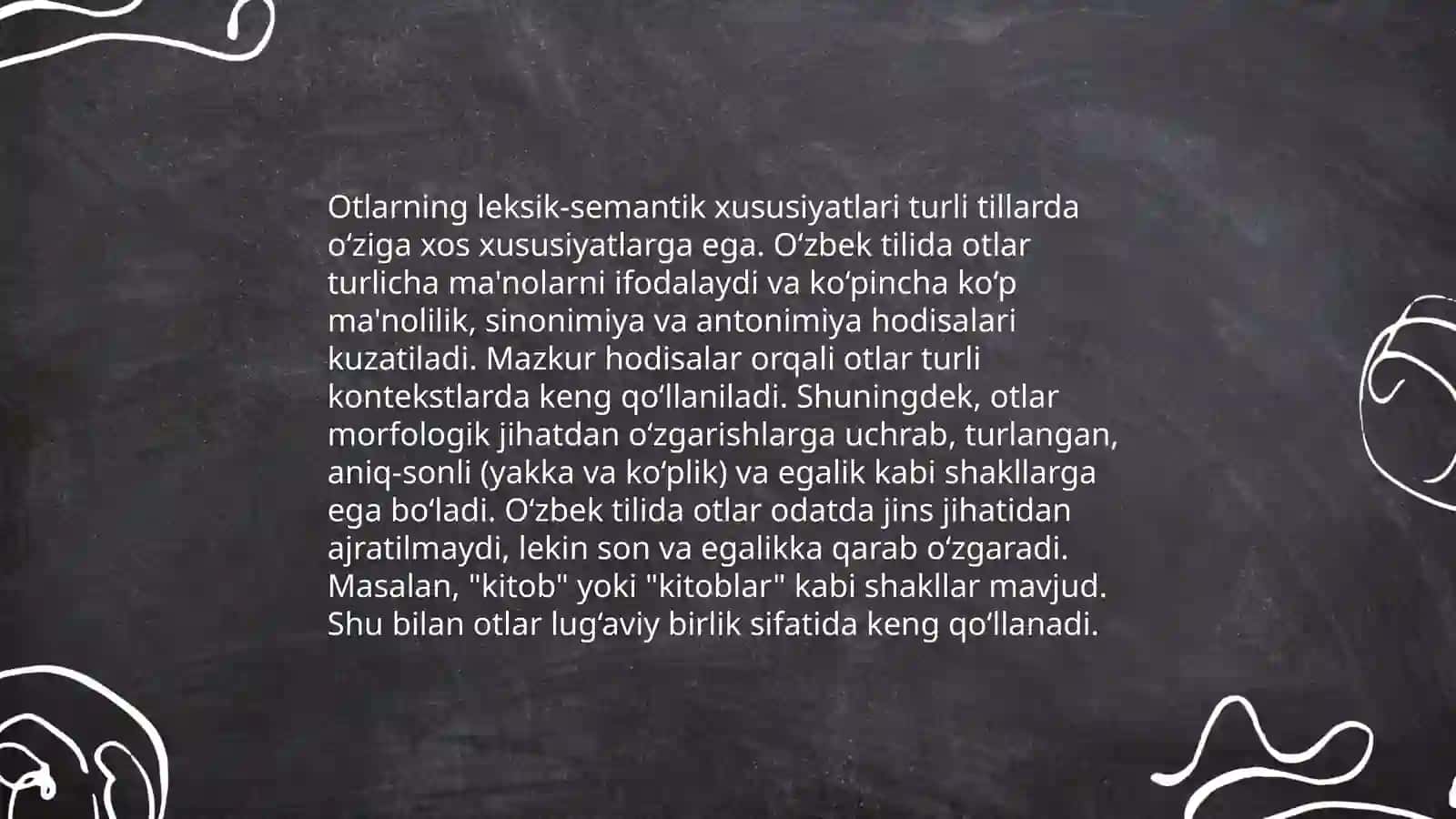 Ot so‘z turkumi haqida umumiy malumot bering 4