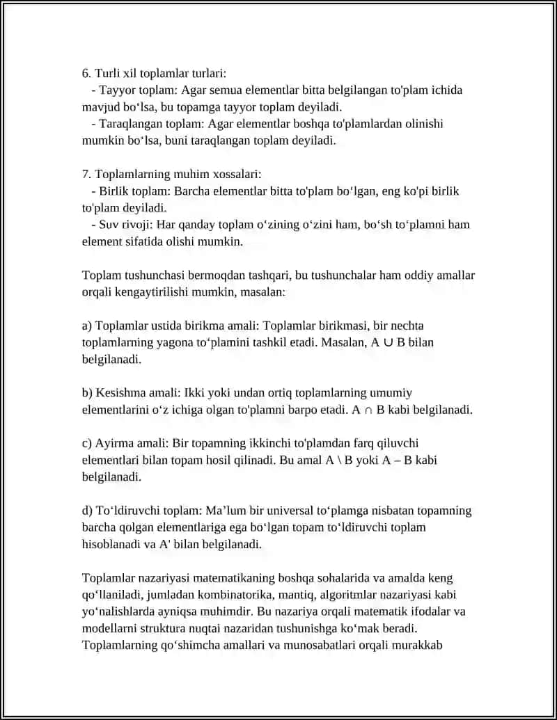 TOPLAMLAR USTIDA AMALLAR 4