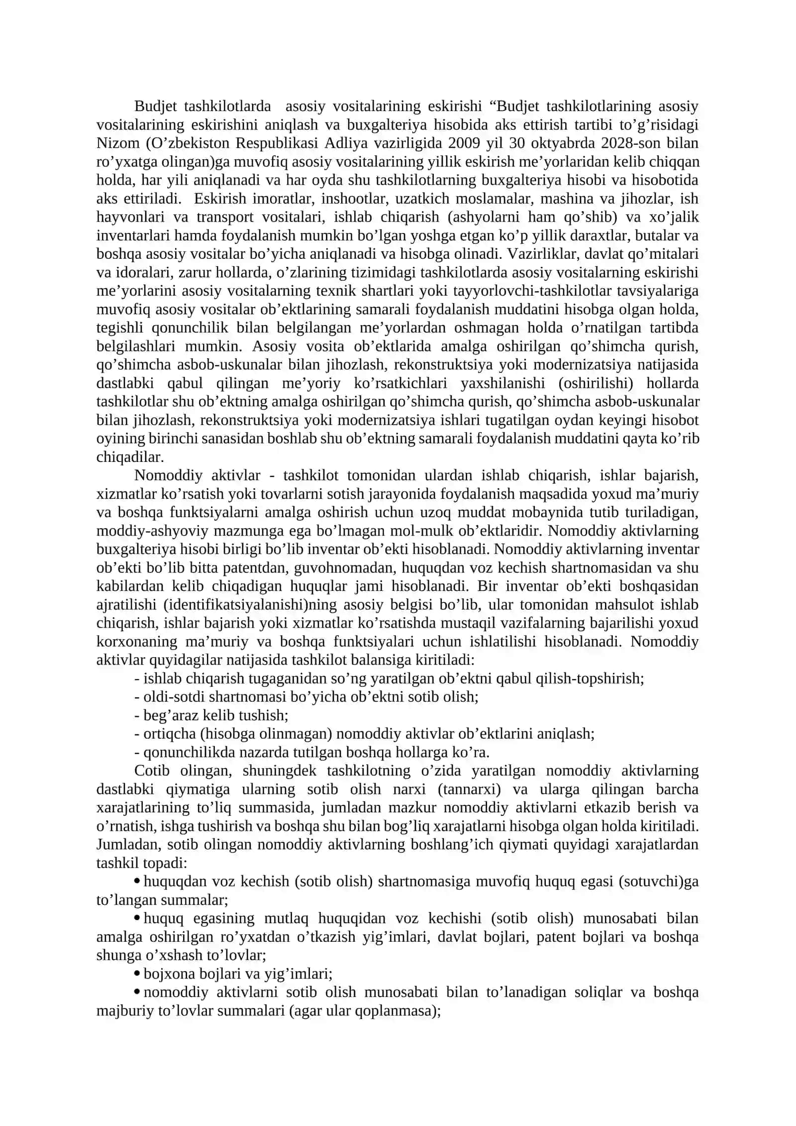 Byudjet TASHKILOTLARIDA ASOSIY VOSITA VA NOMODDIY AKTIVLAR HISOBI 4