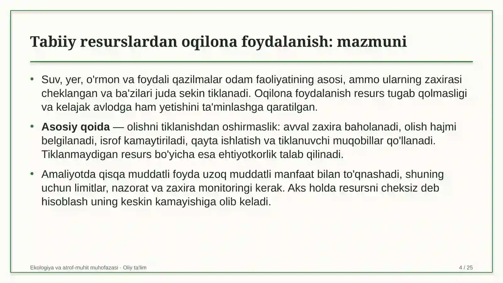 Ekologiya va Atrof-muhit Muhofazasi 4