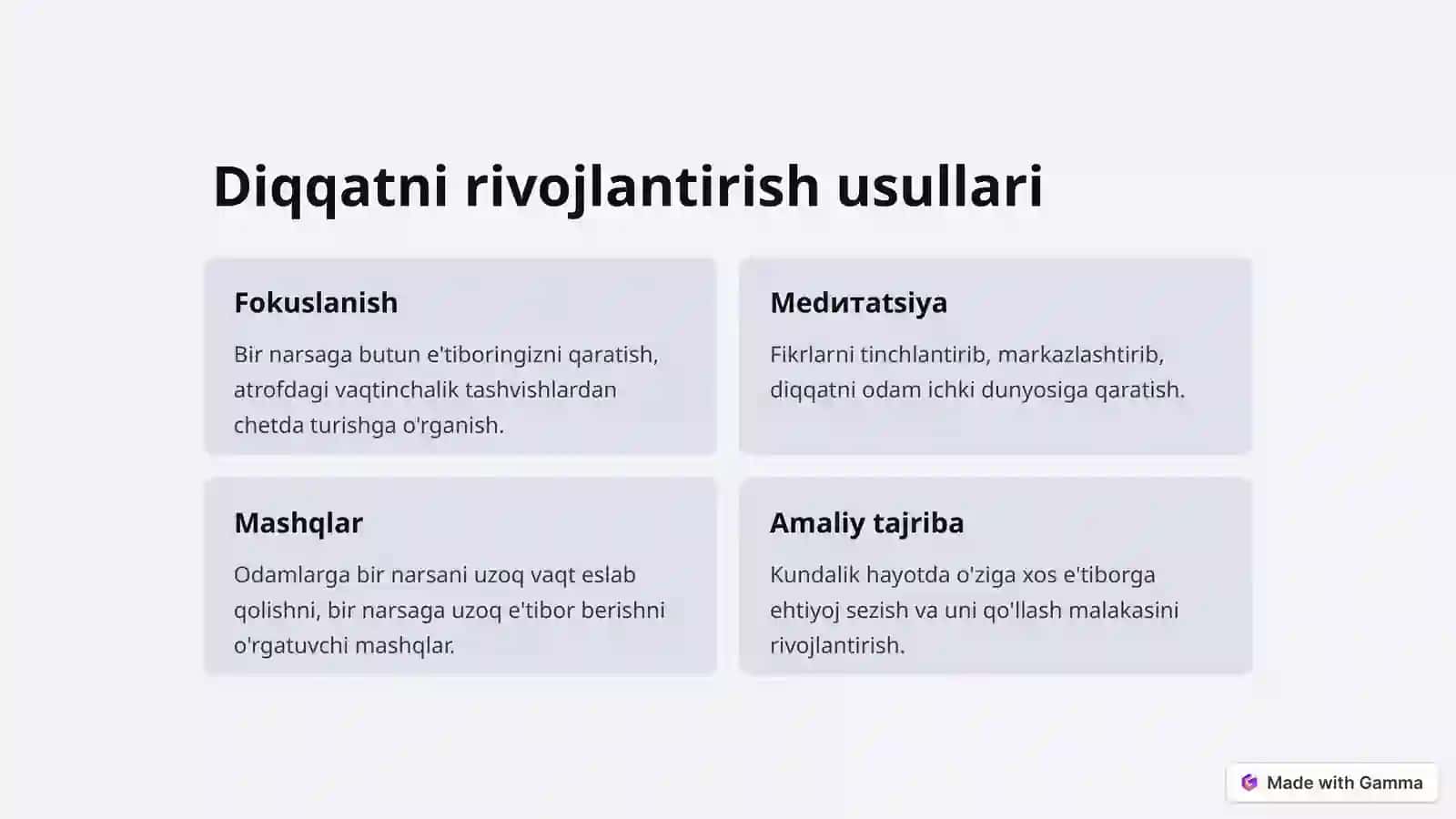 Diqqat va Xotira 4