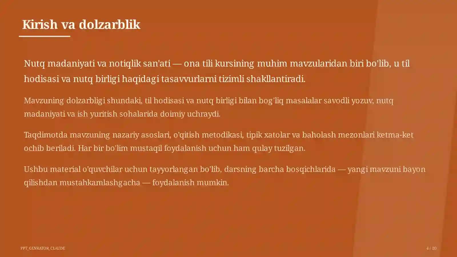 Nutq madaniyati va notiqlik san'ati (10-sinf) 4