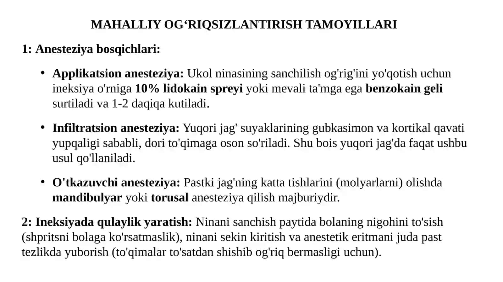 BOLALAR STOMATOLOGIYASIDA OG‘RIQSIZLANTIRISHBOLALARDA TISHLARNI OLISH 4