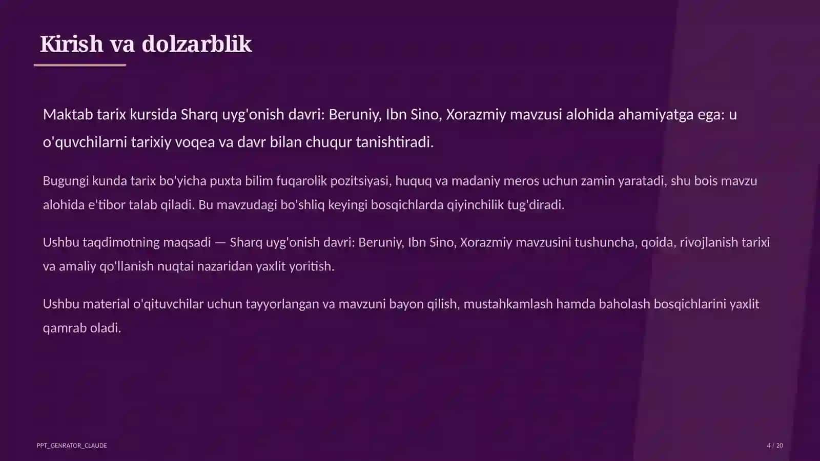 Sharq uyg'onish davri: Beruniy, Ibn Sino, Xorazmiy (7-sinf) 4