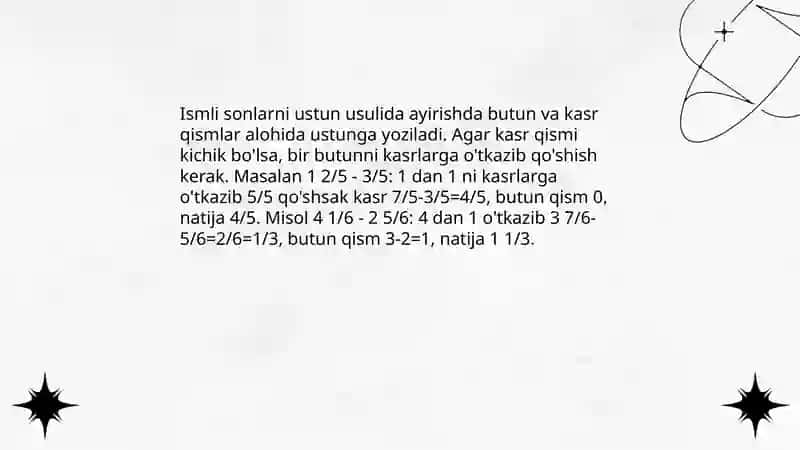 Ismli sonlarga amallar bajarish 4