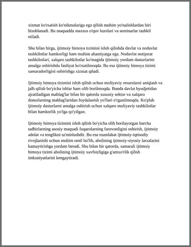 O'ZBEKISTONDA IJTIMOYI SOHADA AMALGA OSHIRILAYOTGAN O'ZGARISHLAR 4