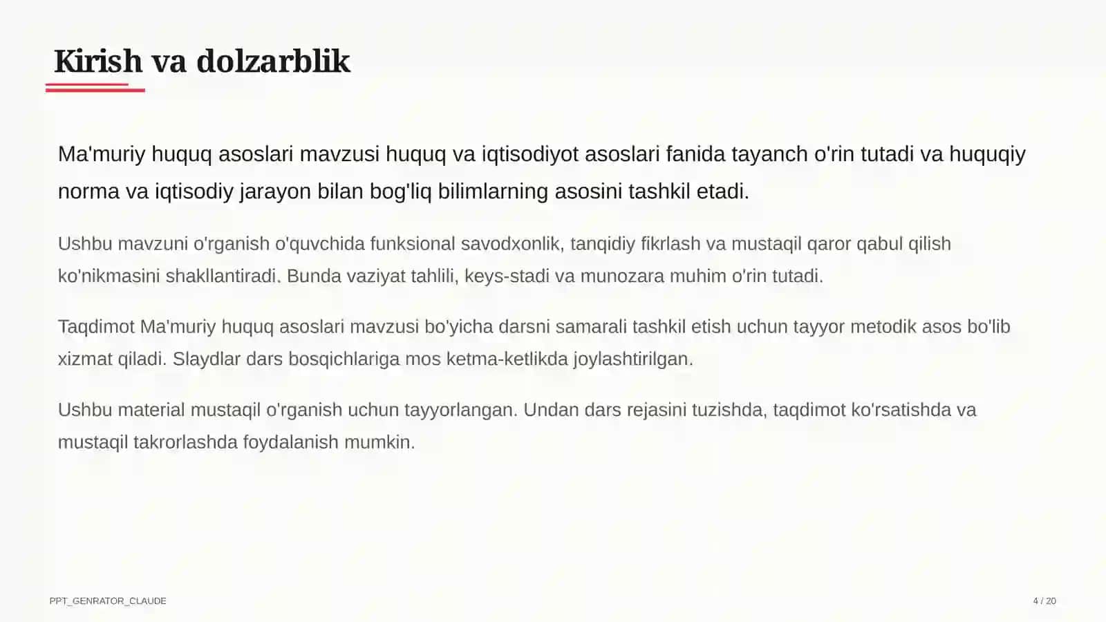 Ma'muriy huquq asoslari (10-sinf) 4