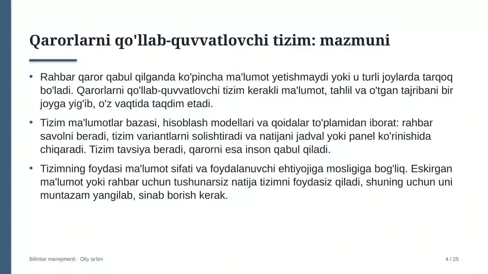 tuyachilikda qarorlarni qo'llab quvvatlovchi bilimlar tizimi 6889 4
