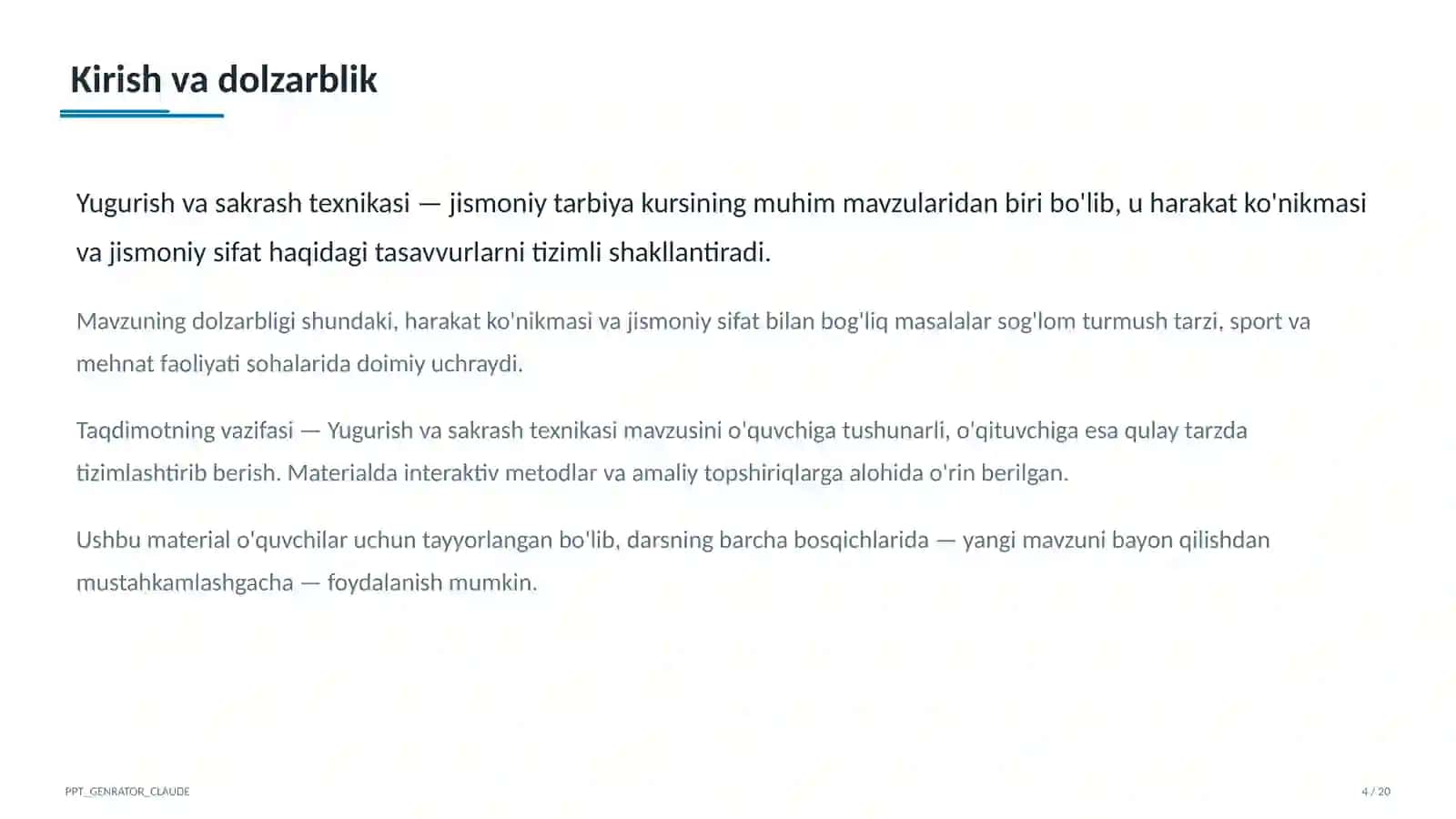 Yugurish va sakrash texnikasi (2-sinf) 4