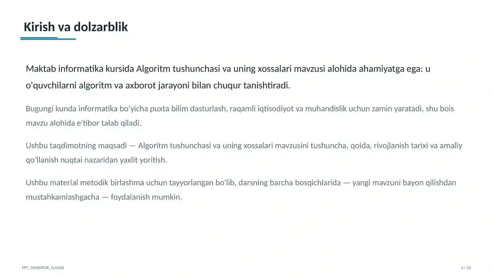 Algoritm tushunchasi va uning xossalari (6-sinf) 4