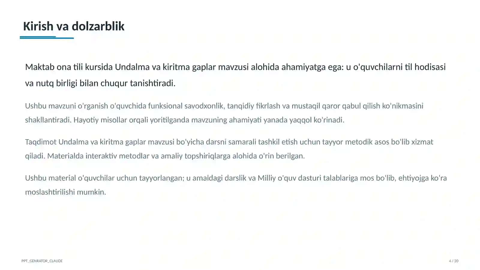 Undalma va kiritma gaplar (8-sinf) 4