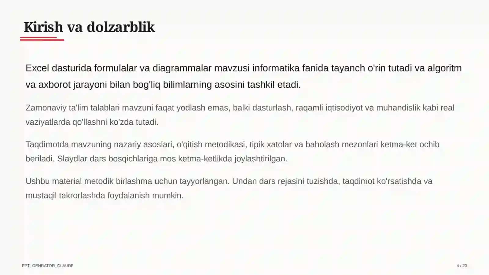 Dars rejasi 4