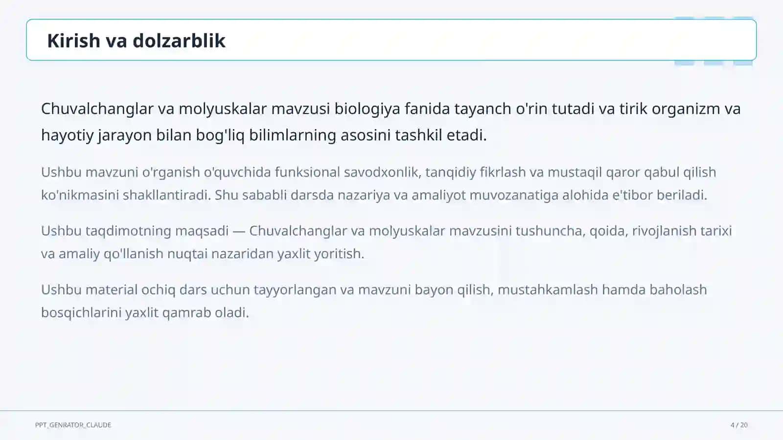Chuvalchanglar va molyuskalar (7-sinf) 4