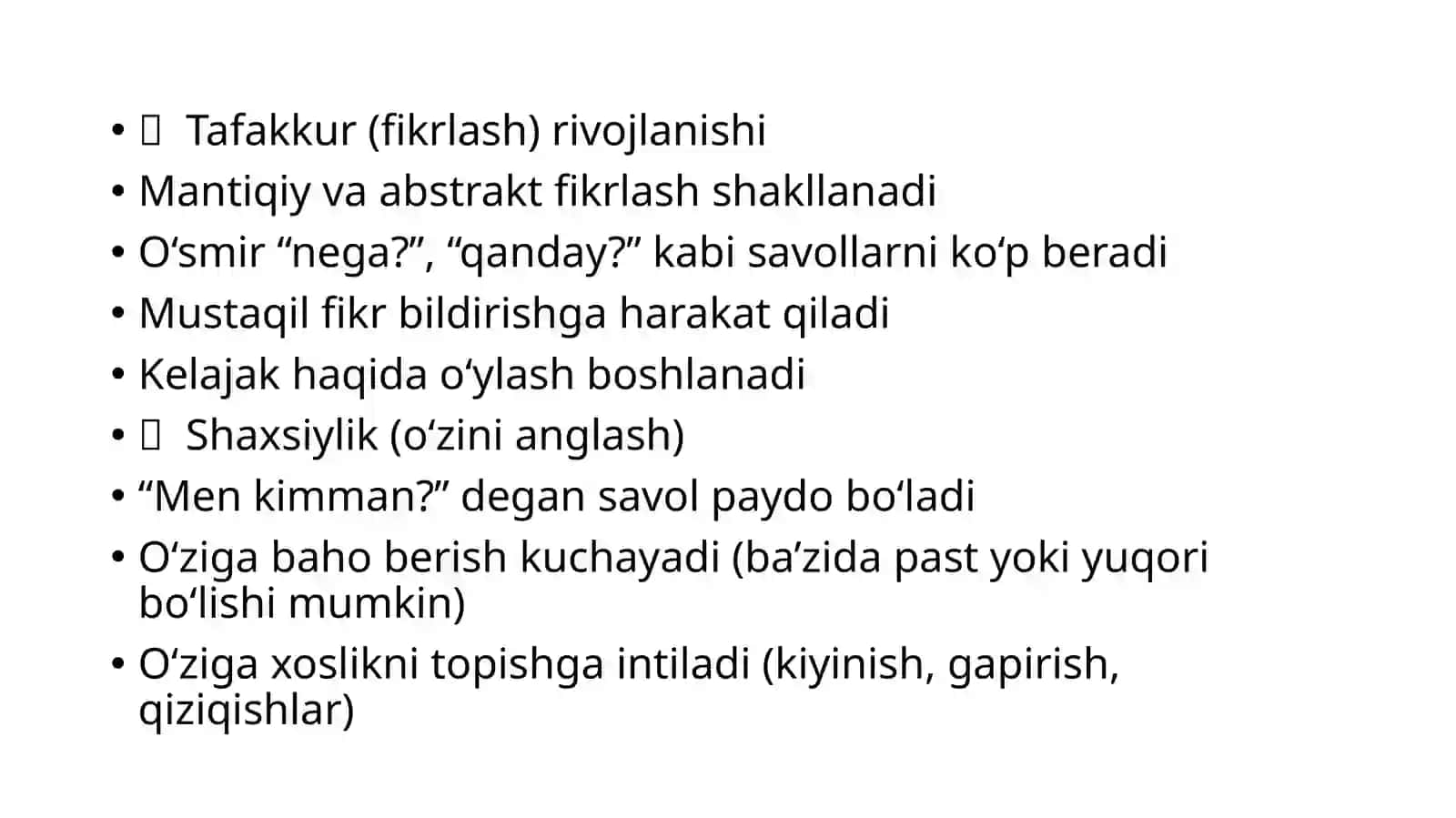 O'smirlik davrida psixik rivojlanish hususiyatlari 4