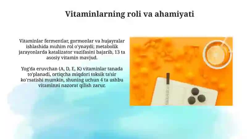 Organizmdagi vitaminlar ta'minotini o'rganish usullari 4