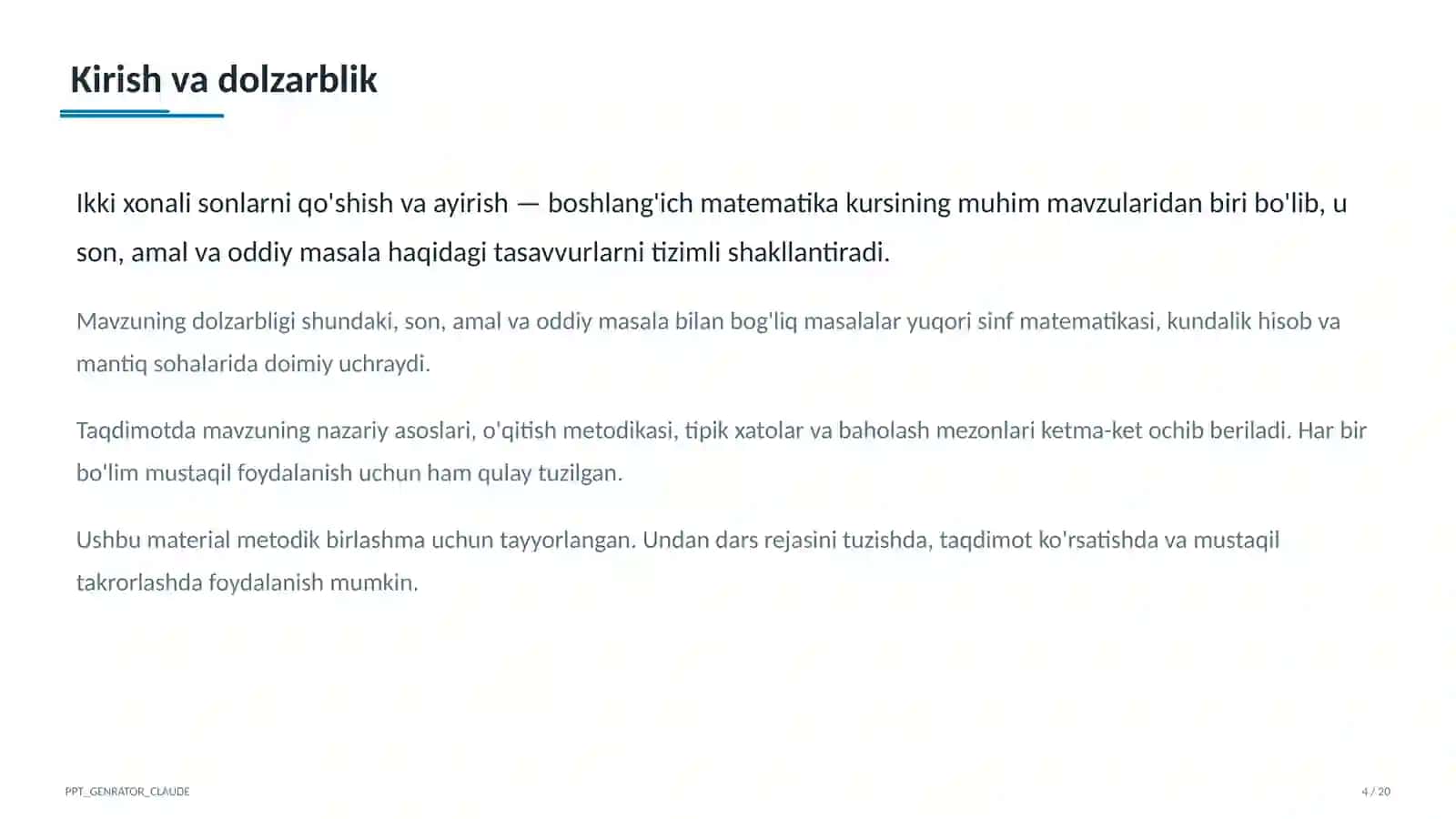 Ikki xonali sonlarni qo'shish va ayirish (2-sinf) 4