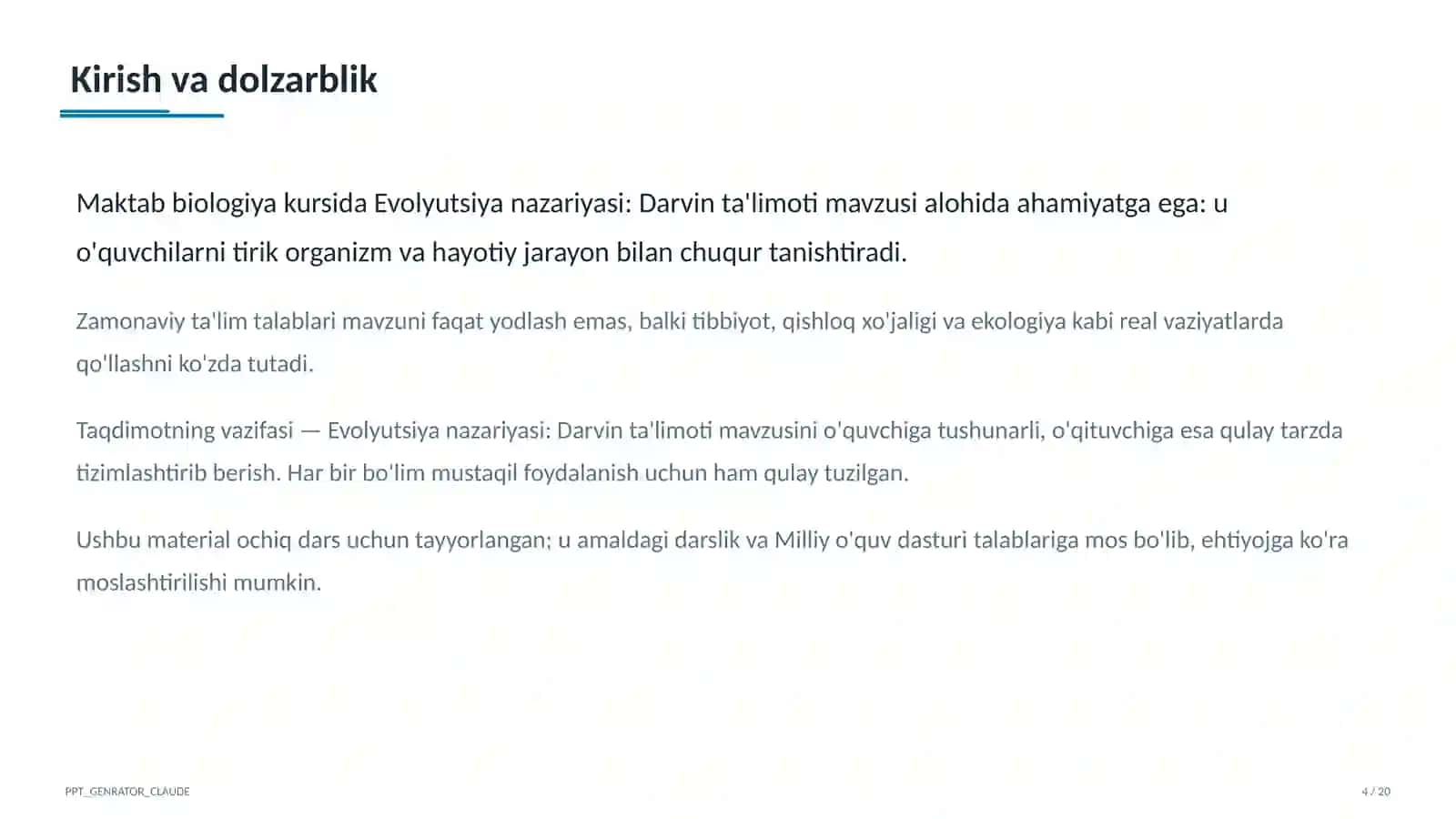 Evolyutsiya nazariyasi: Darvin ta'limoti (10-sinf) 4