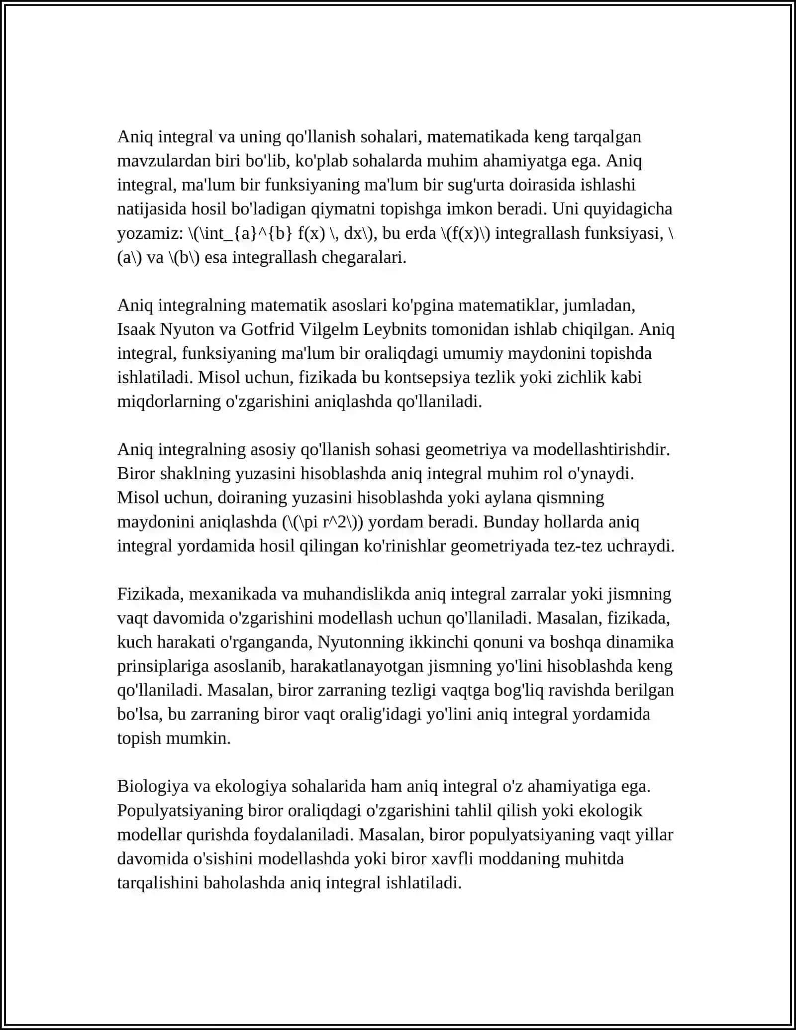 INTEGRALLAR VA ANIQ INTEGRAL 4