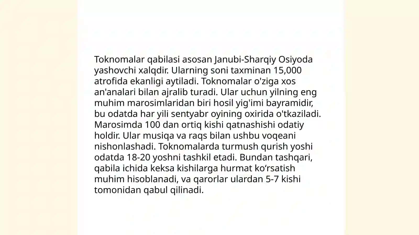 Toknomalar qabilasi 4