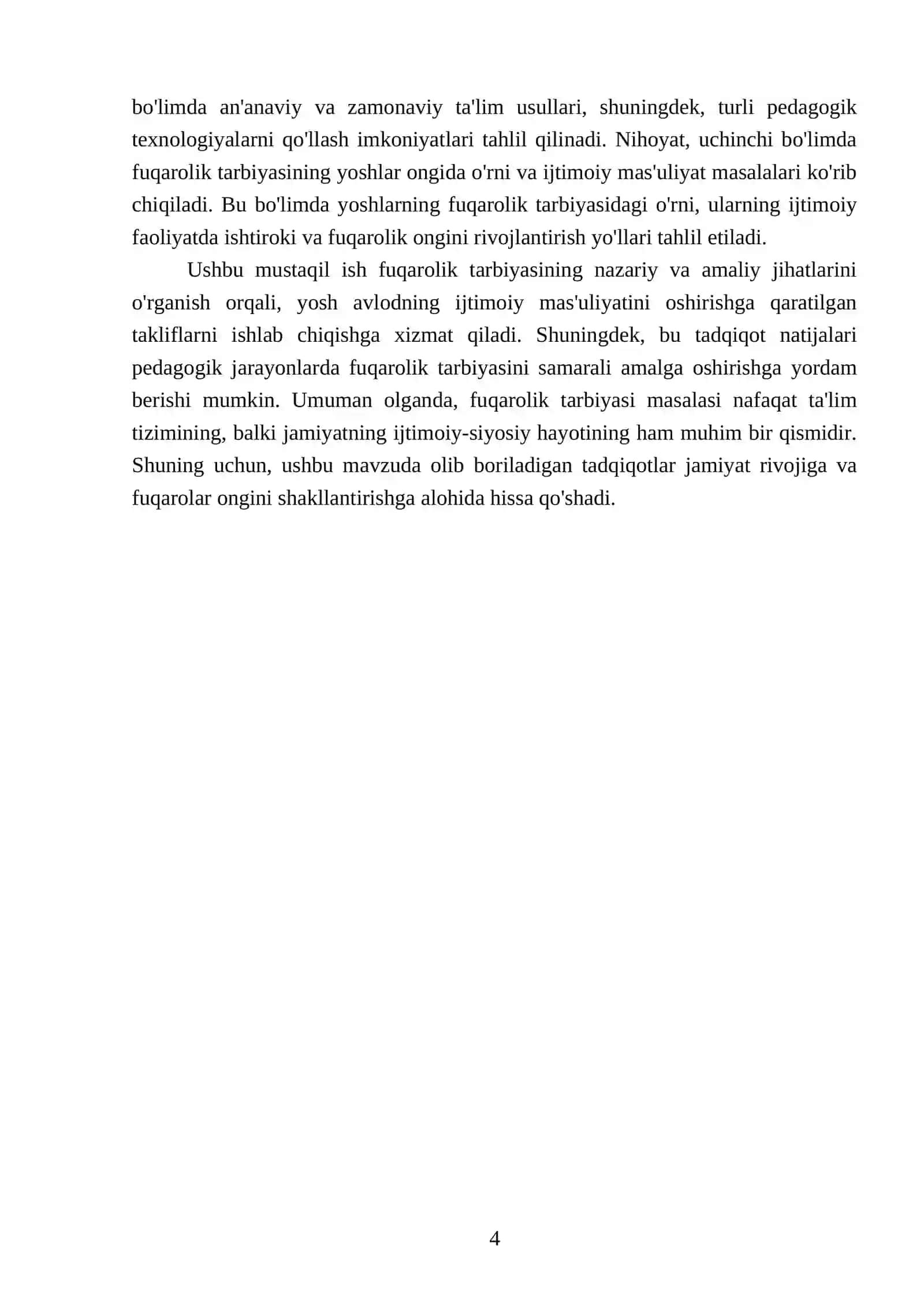 MUSTAQIL ISHI (Fuqarolik tarbiyasi) 4