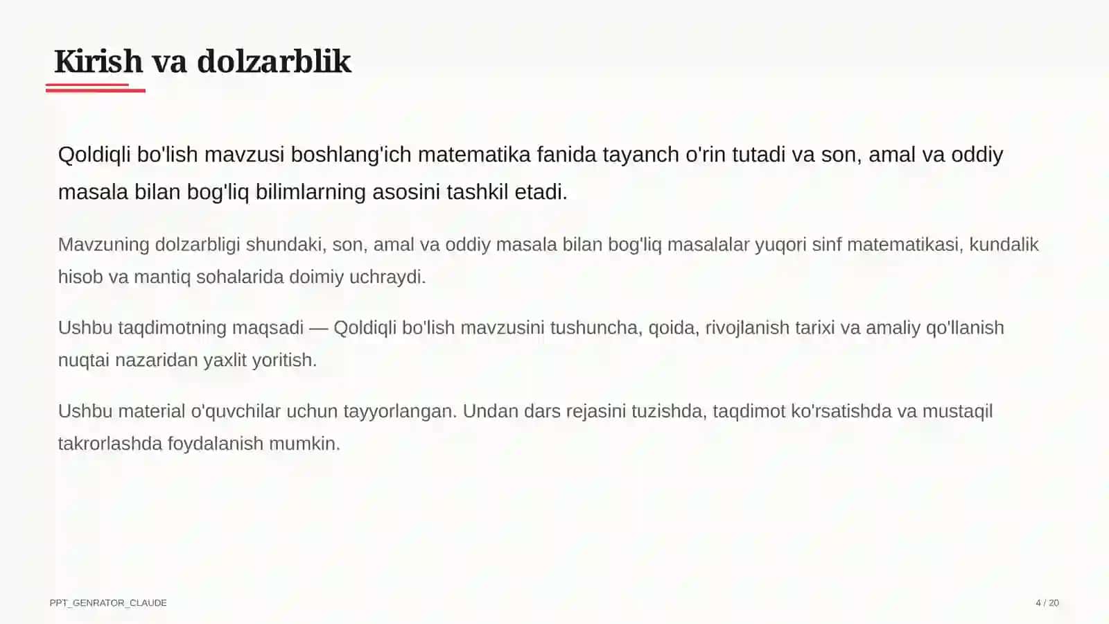 Qoldiqli bo'lish (3-sinf) 4