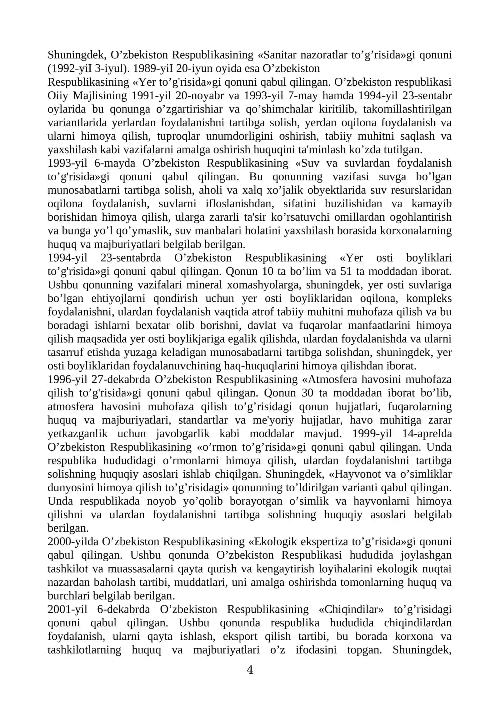 O’zbekistonning tabiatni muhofaza qilish sohasidagi qonunlari 4