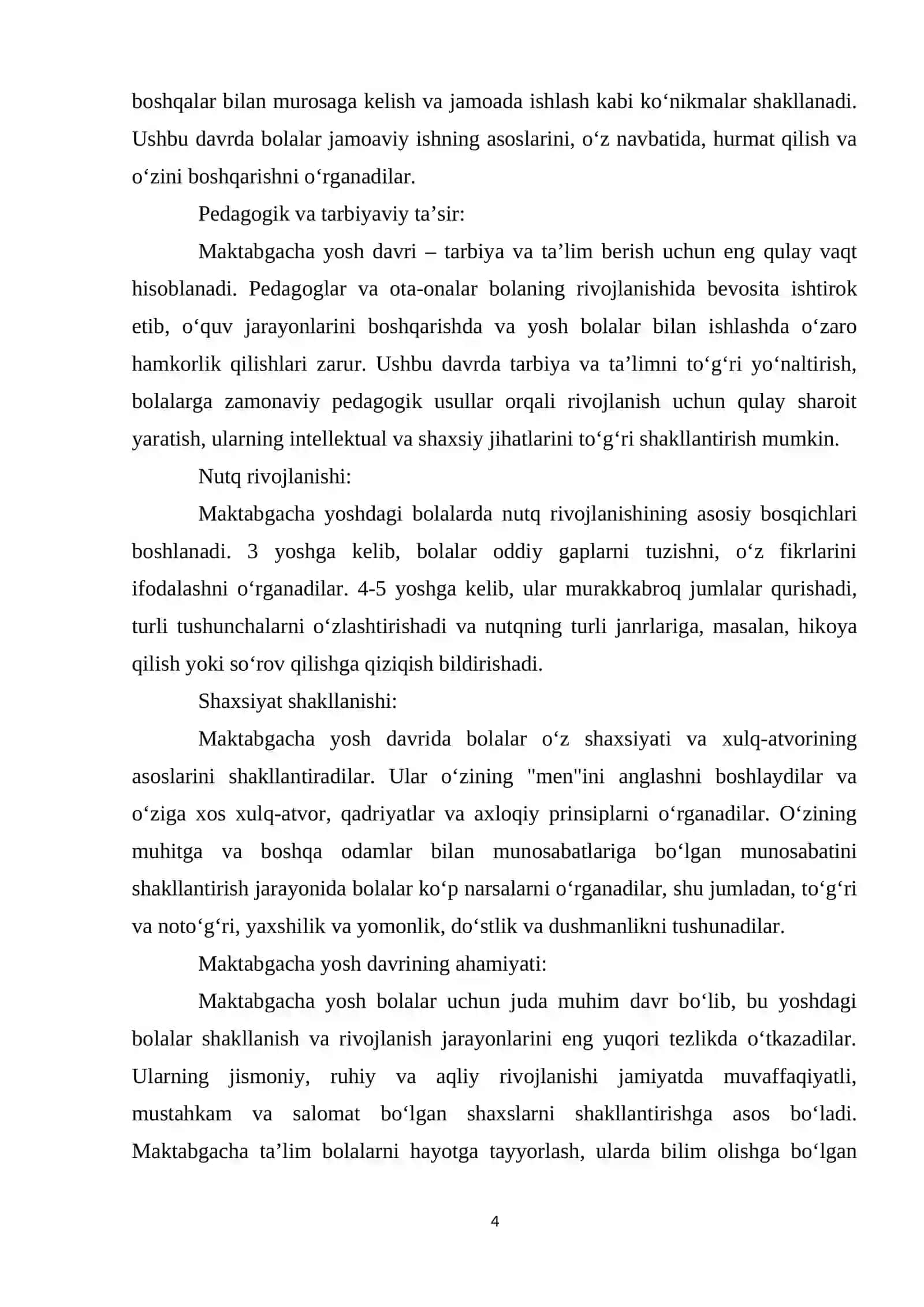 Maktabgacha yoshdagi bolalarning jismoniy va ruhiy rivojlanishining o'ziga xosligi 4