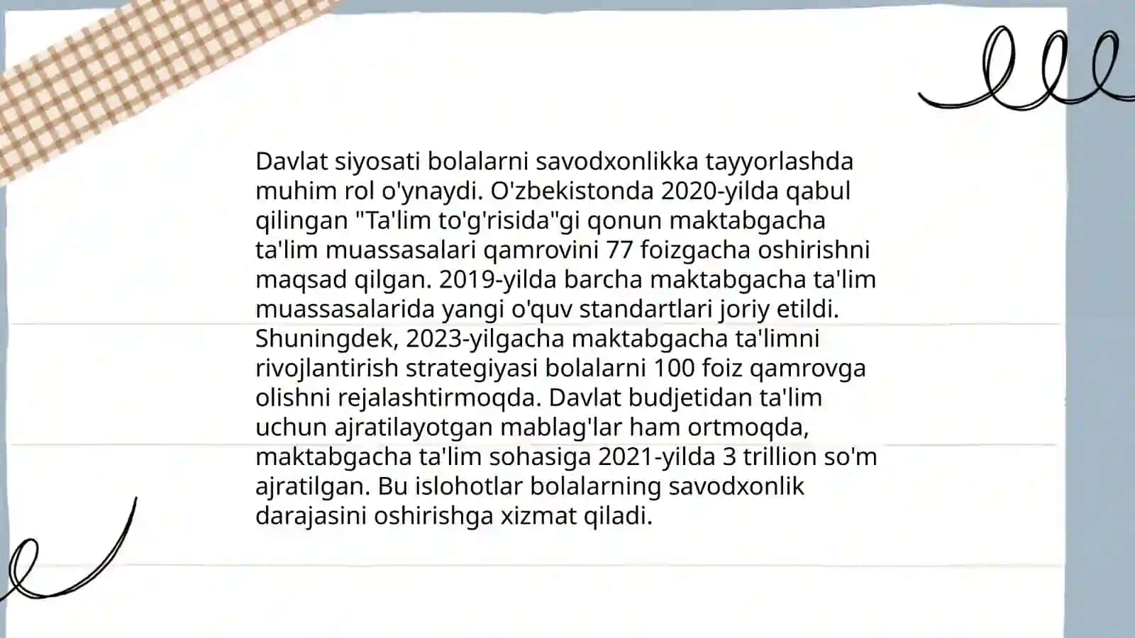 Davlat ta'lim standartlari va savodxonlik talablarini kelishlash 4