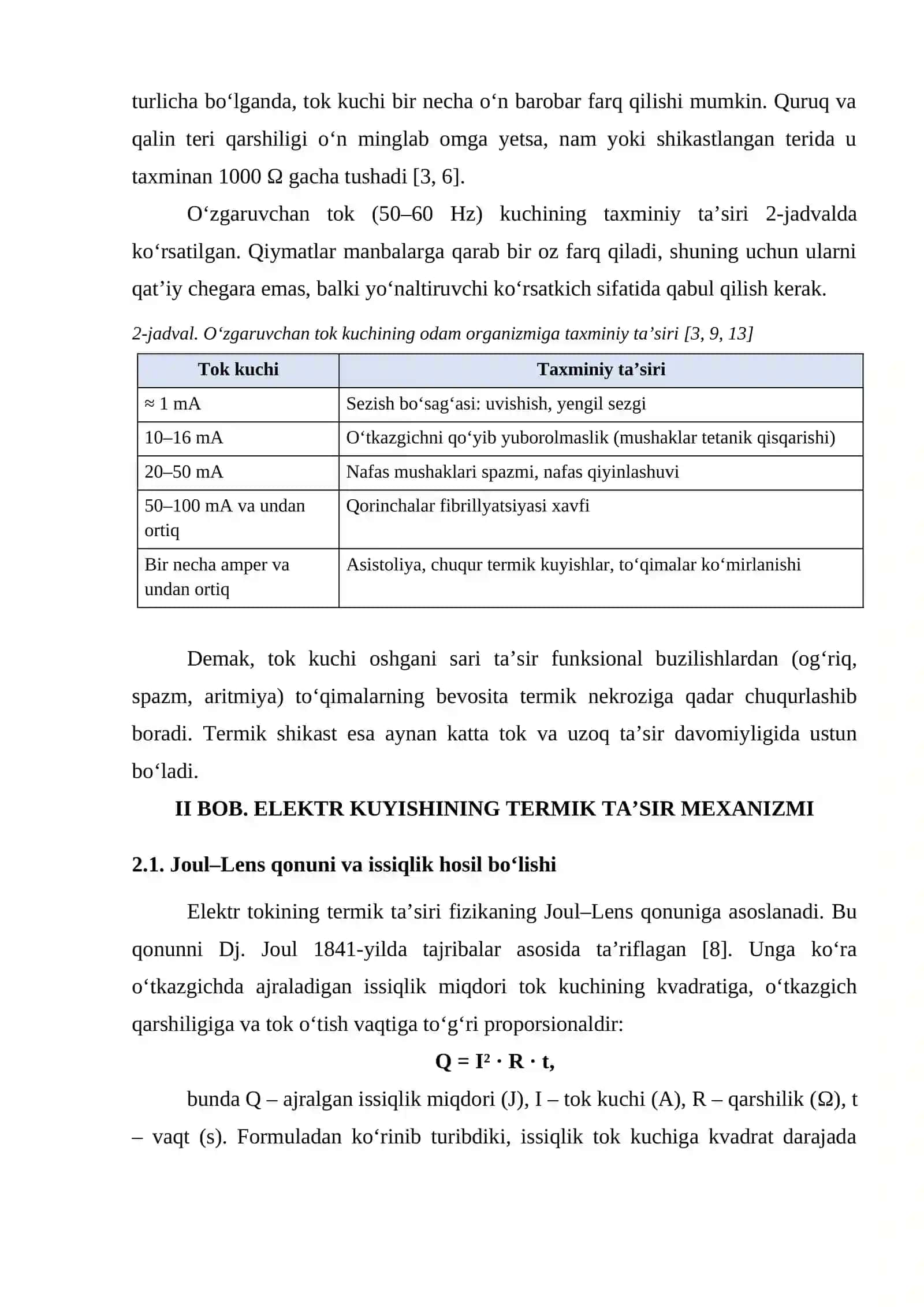 ELEKTR KUYISHLARI: TERMIK TA’SIR MEXANIZMI VA SHIKASTLANISH CHUQURLIGI 4