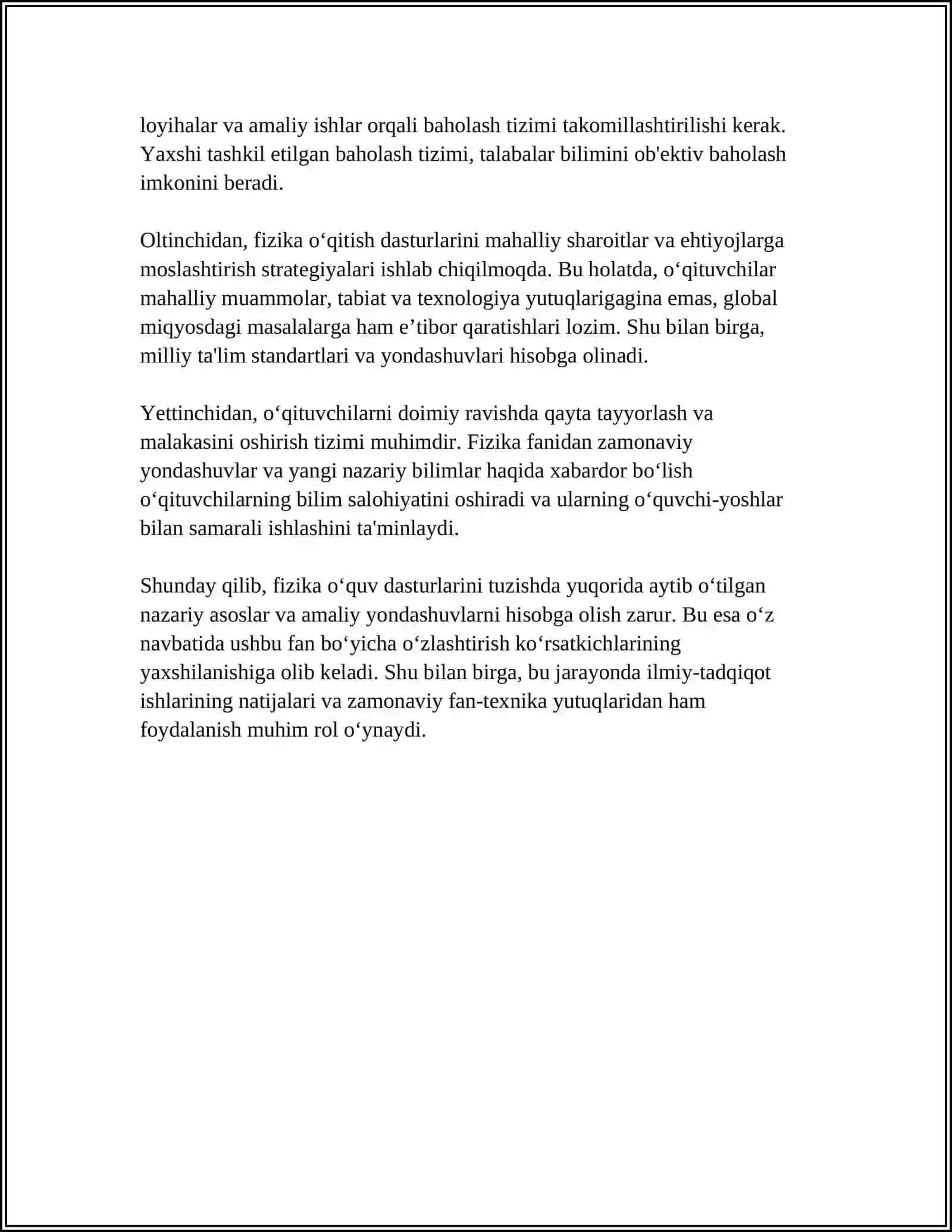 AKADEMIK LITSEY VA KASB-HUNAR KOLLEJLARI UCHUN FIZIKA O'QUV DASTURLARINI TUZISH ASOSLARI 4