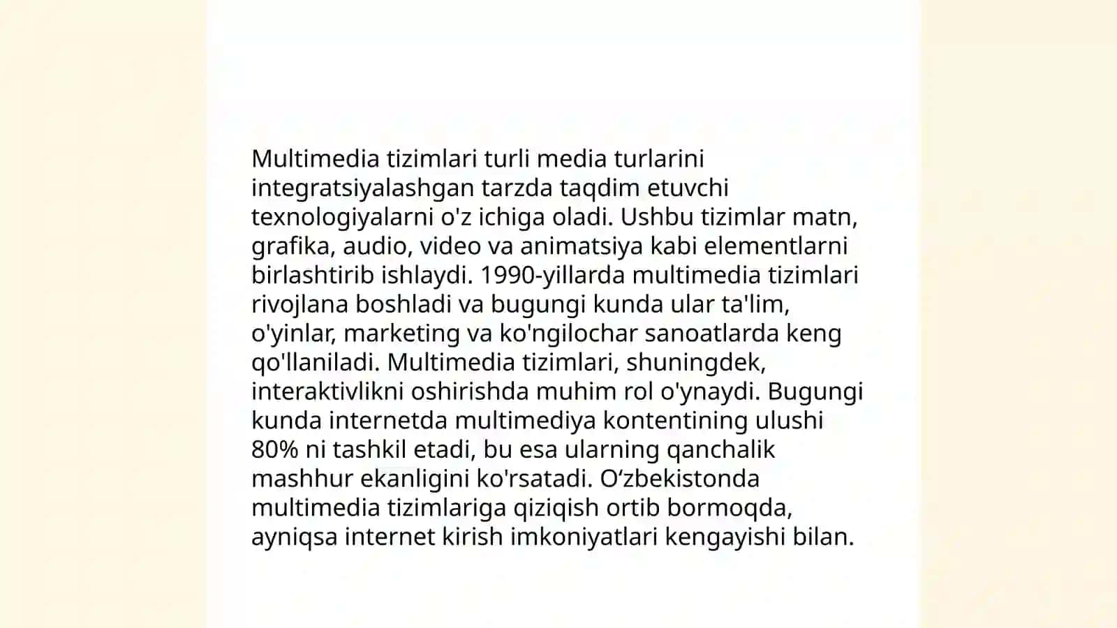 Multimedia va uni zamonaviy qo'llab-quvvatlash 4