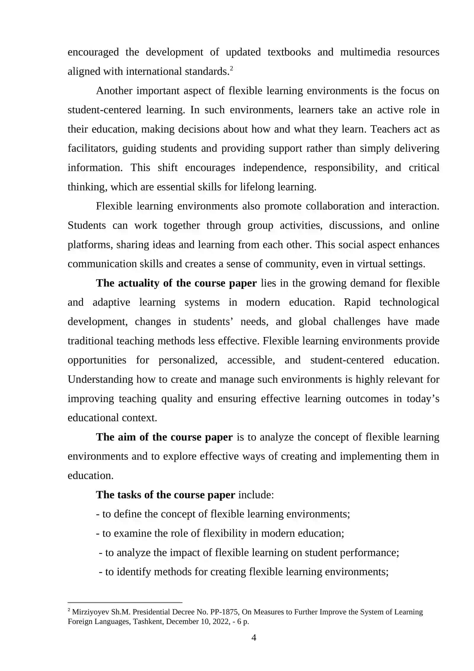 Course Paper on Creating Flexible Learning Environments 4