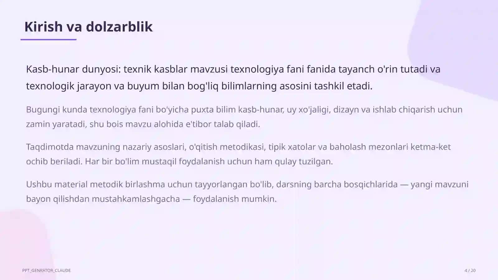 Kasb-hunar dunyosi: texnik kasblar (9-sinf) 4