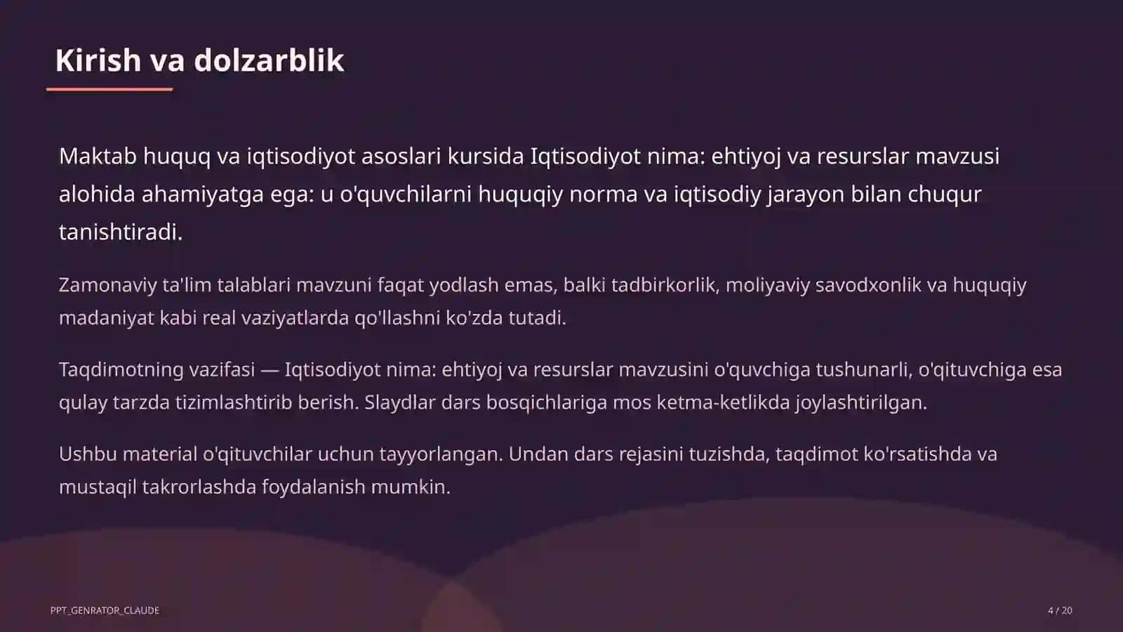Iqtisodiyot nima: ehtiyoj va resurslar (9-sinf) 4