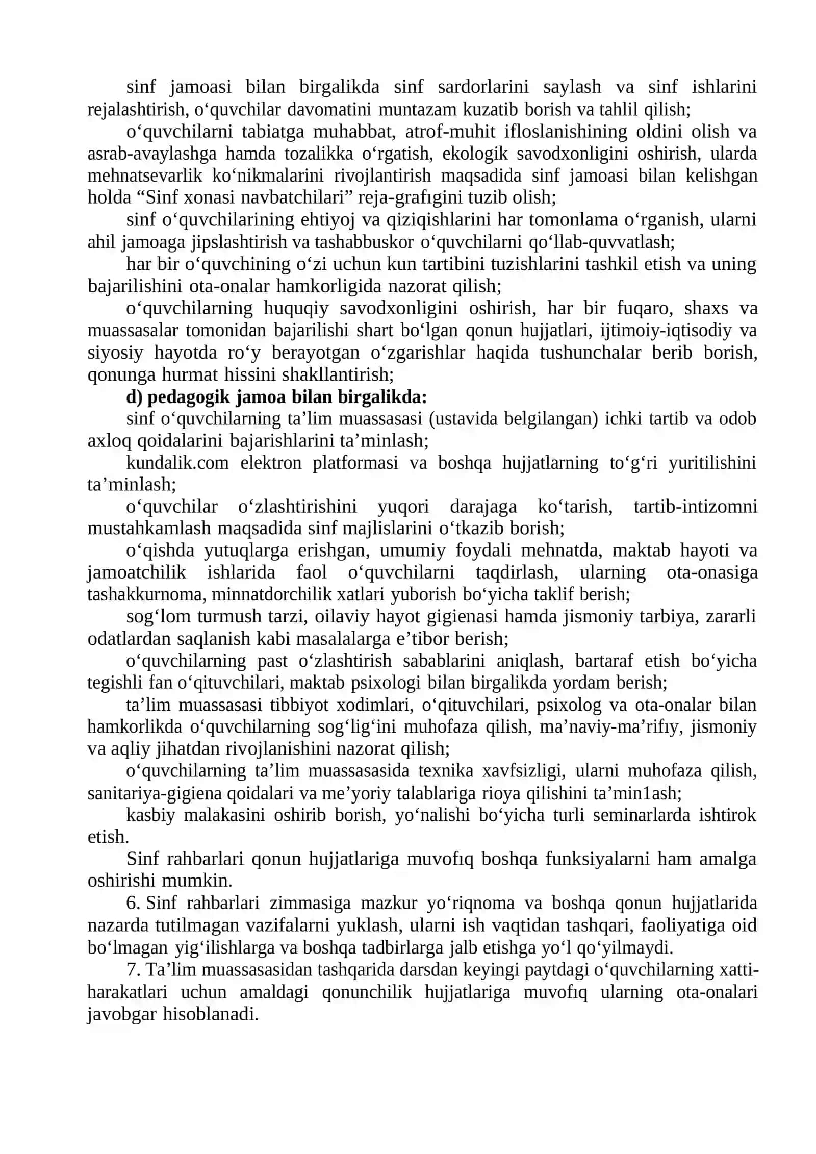 Umumiy o‘rta ta’1im muassasasi sinf rahbarining lavozim YO‘RIQNOMASI 4