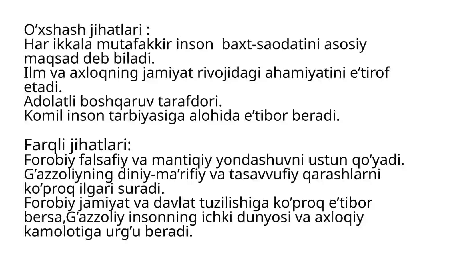Abu Nasr Forobiy va G’azzoliyning falsafa ilmiga oid qarashlarini qiyosiy tahlil etish 4
