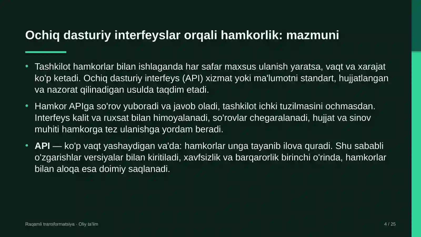 sport majmualarida ochiq dasturiy interfeyslar orqali hamkorlik qilish 8056 4