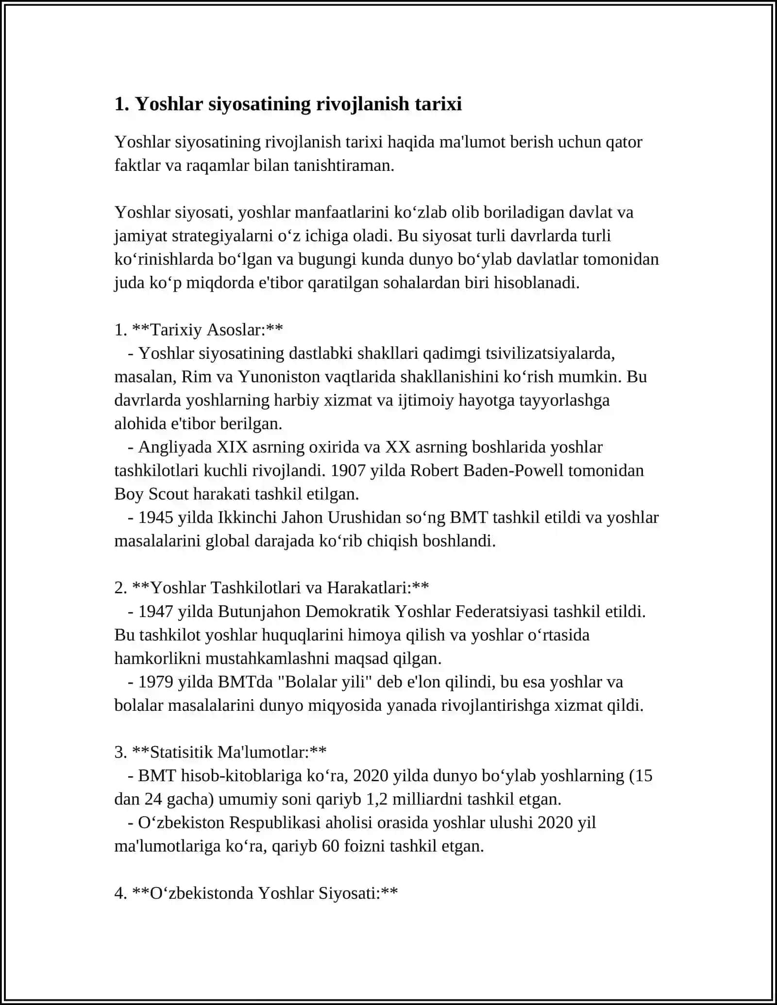 YOSHLARNI QOʻLLAB -QUVVATLASH DA DAVLAT SIYOSATINING AHAMIYATI 4