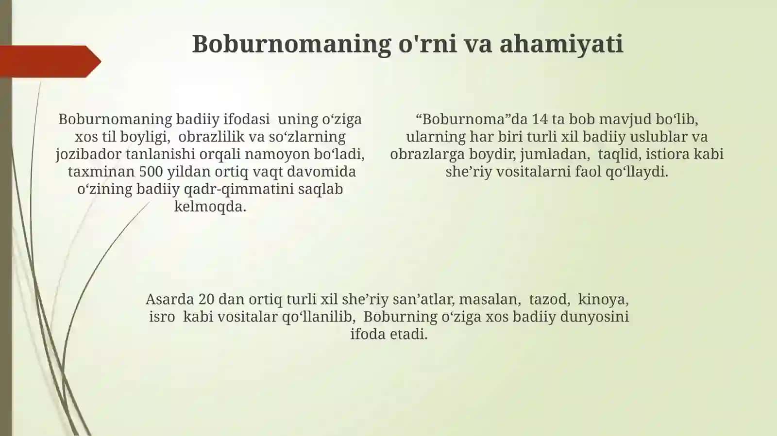 Boburnoma tilining badiiy ravonligi 4