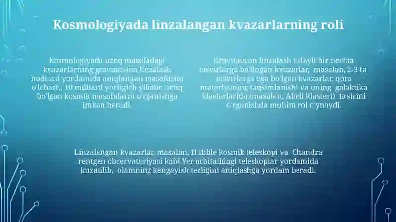 Kvazarlar va ularning linzalanishi 4
