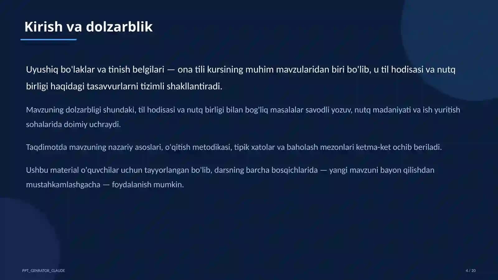 Uyushiq bo'laklar va tinish belgilari (8-sinf) 4