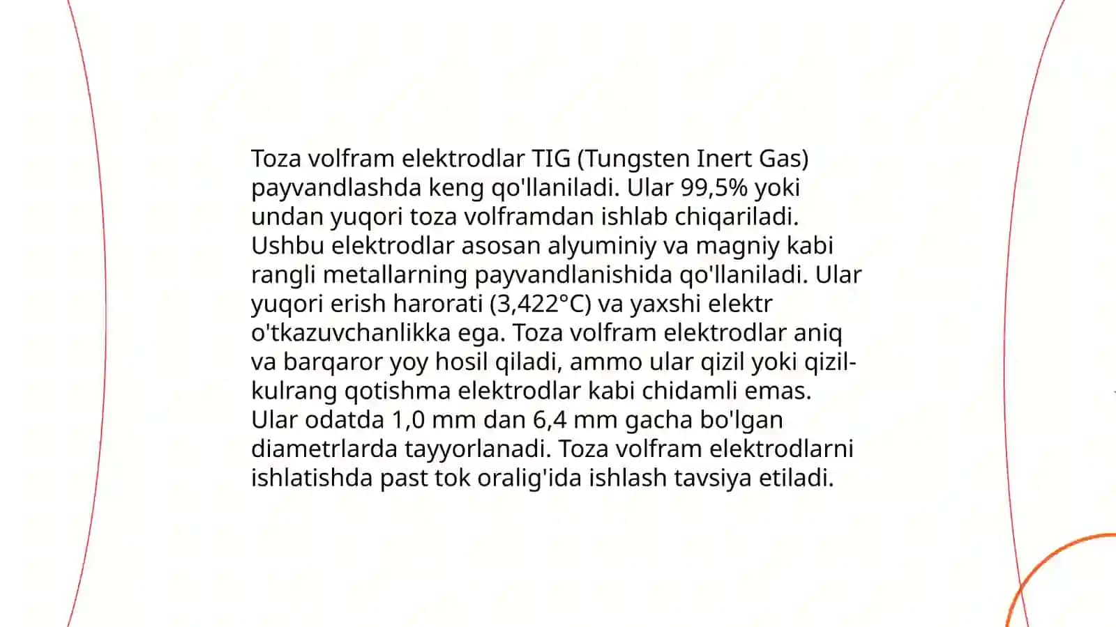 Volfram elektrodining turlari va shakllanishi 4
