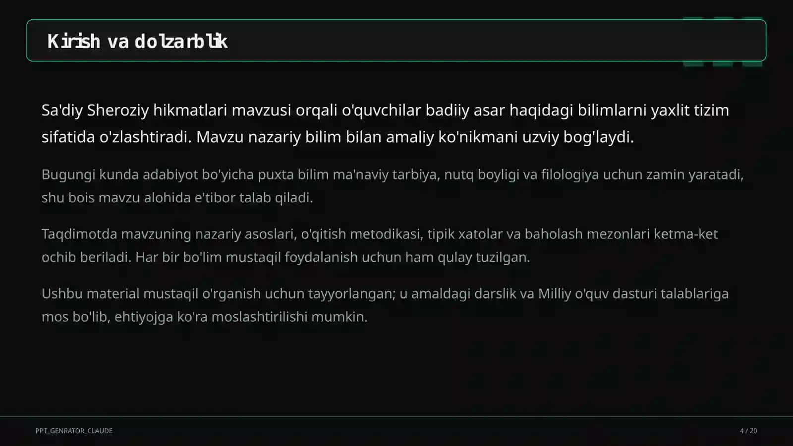 Sa'diy Sheroziy hikmatlari (6-sinf) 4