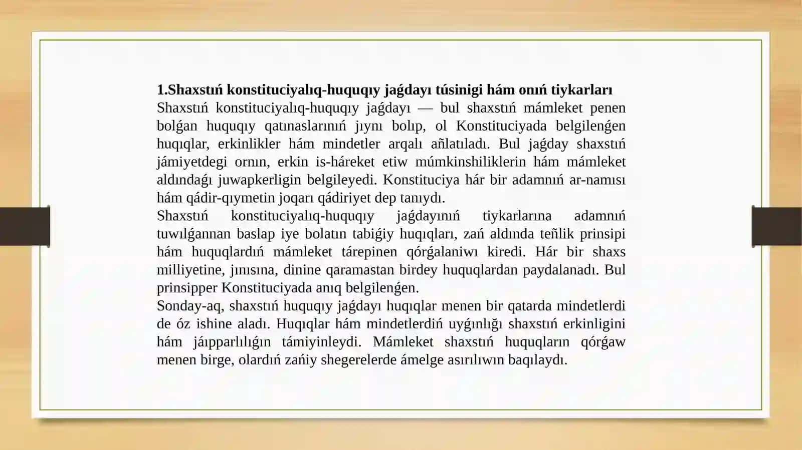 Ózbekstan Respublikasında shaxstıń konstituciyalıq-huquqıy jaǵdayı 4